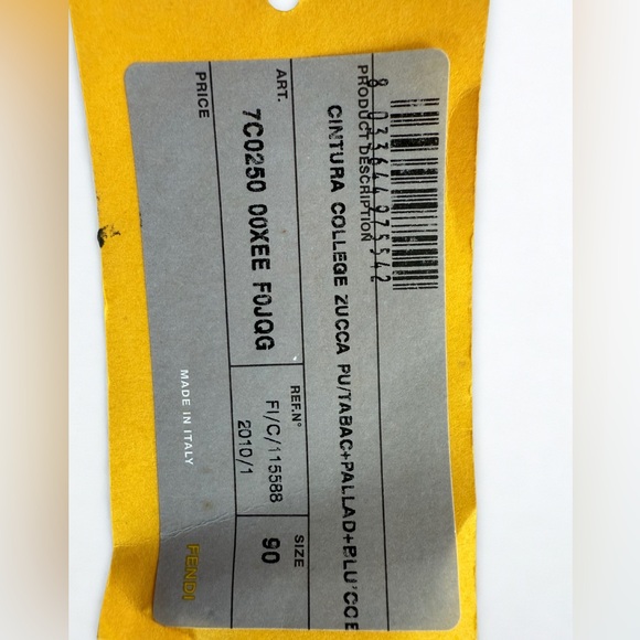 FENDI Certified Auth Zucca FF Buckle Belt - Size 90. W/ bag, orig tags, and COA - Picture 8 of 16